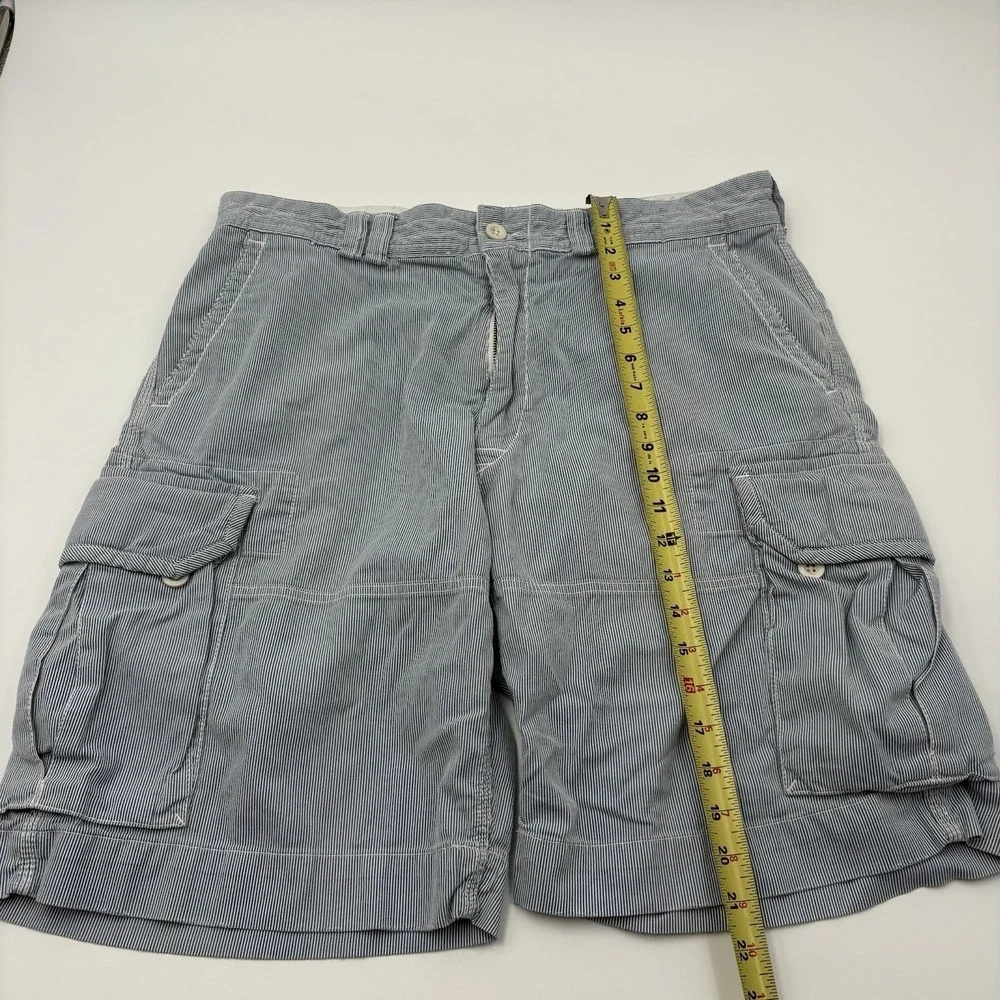 Polo Ralph Lauren Men's Pinstripe Cargo Shorts Blue White Cotton Size 36